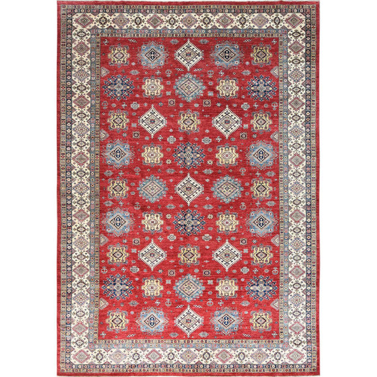 Kazak Wool Hand Knotted Rug Red Ivory 12.1X16.0 -O082528