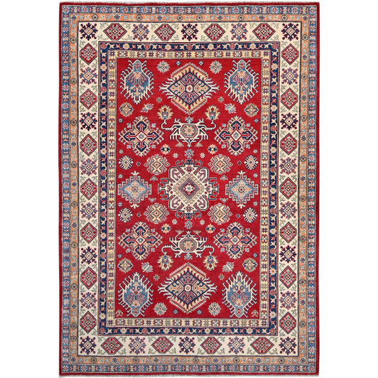 Kazak Wool Hand Knotted Rug Red Ivory 6.2X8.9 -O086790