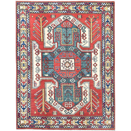 Kazak Wool Hand Knotted Rug Red Red 5.0X6.6 -O086809