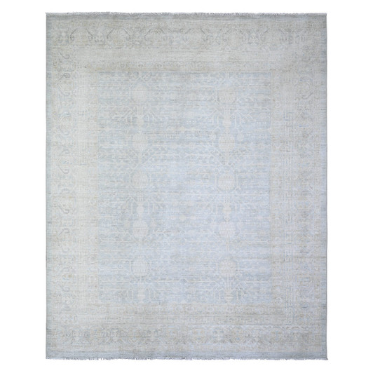 Khotan and Samarkand Wool Hand Knotted Rug Grey Timberwolf Gray 8.0X9.8 -O074334