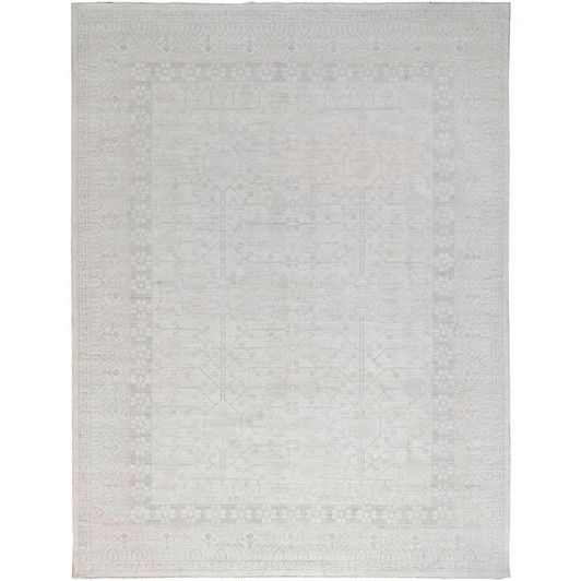 Khotan and Samarkand Wool Hand Knotted Rug Ivory Ivory 9.11X13.10 -O086515