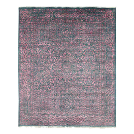 Mamluk Wool & Silk Hand Knotted Rug Green Dark Green 8.0X9.9 -O079273