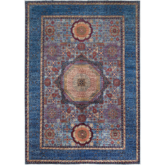 Mamluk Wool Hand Knotted Rug Blue Blue 9.10X13.8 -O086760