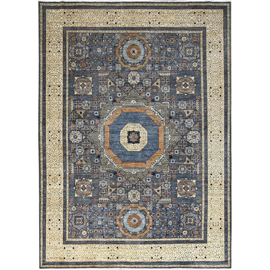 Mamluk Wool Hand Knotted Rug Grey Ivory 9.0X11.11 -O086737