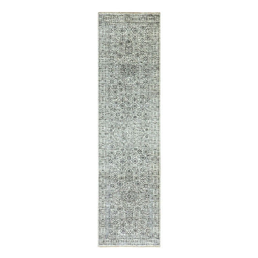 Mamluk Wool Hand Knotted Rug Ivory Ivory 2.8X10.0 -O079684