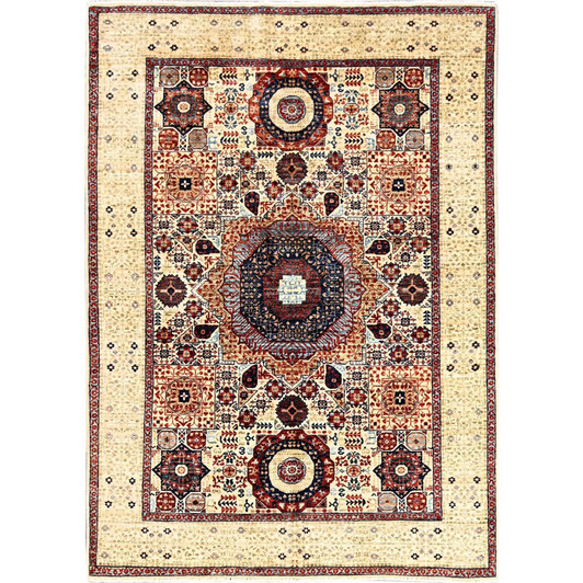 Mamluk Wool Hand Knotted Rug Ivory Ivory 4.10X7.0 -O085865