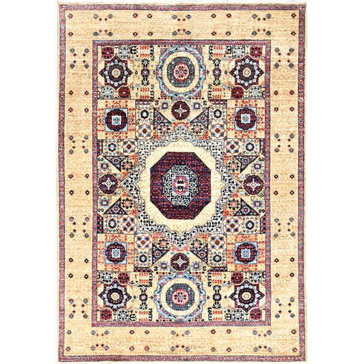 Mamluk Wool Hand Knotted Rug Ivory Ivory 4.9X7.1 -O085860