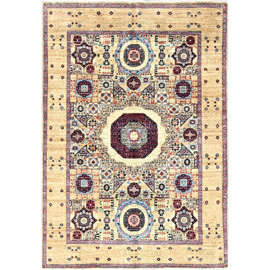 Mamluk Wool Hand Knotted Rug Ivory Ivory 5.0X7.0 -O085861