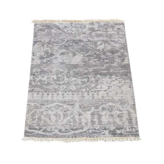 Modern and Contemporary Silk Hand Knotted Rug Grey No Border 2.0X3.0 -O080558
