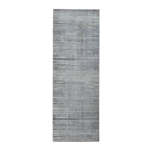 Modern and Contemporary Silk Hand Knotted Rug Grey No Border 3.0X9.0 -O087620