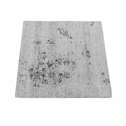 Modern and Contemporary Silk Hand Knotted Rug Ivory No Border 2.0X2.2 -O080364