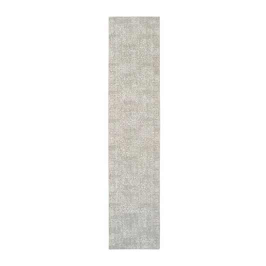 Modern and Contemporary Wool & Art Silk Hand Loomed Rug Beige No Border 2.7X12.0 -O063278