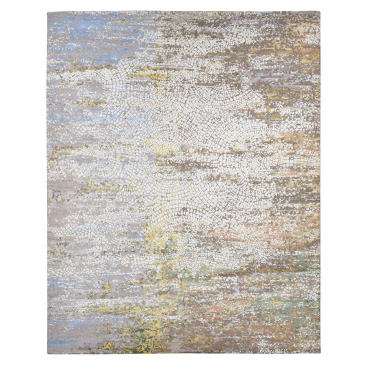 Modern and Contemporary Wool & Pure Silk Hand Knotted Rug Brown No Border 12.0X15.0 -O087649