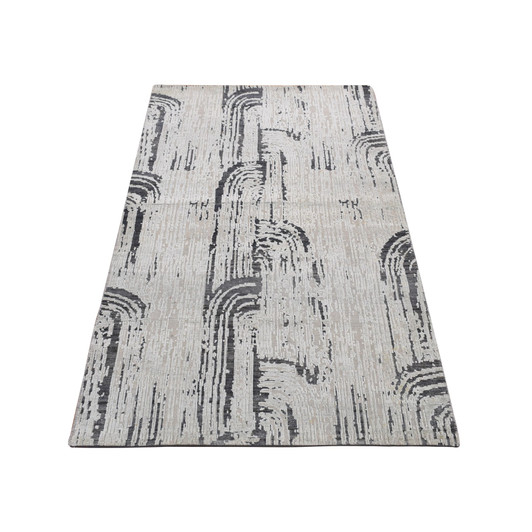 Modern and Contemporary Wool & Pure Silk Hand Knotted Rug Grey No Border 3.0X5.6 -O087609