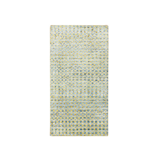Modern and Contemporary Wool & Pure Silk Hand Knotted Rug Yellow No Border 2.0X4.0 -O075510