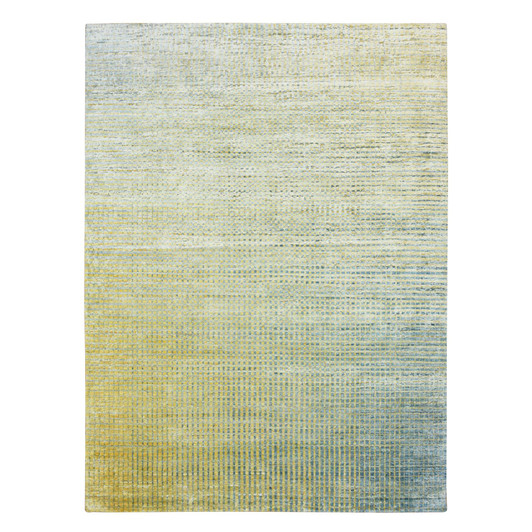 Modern and Contemporary Wool & Pure Silk Hand Knotted Rug Yellow No Border 8.11X12.2 -O075509