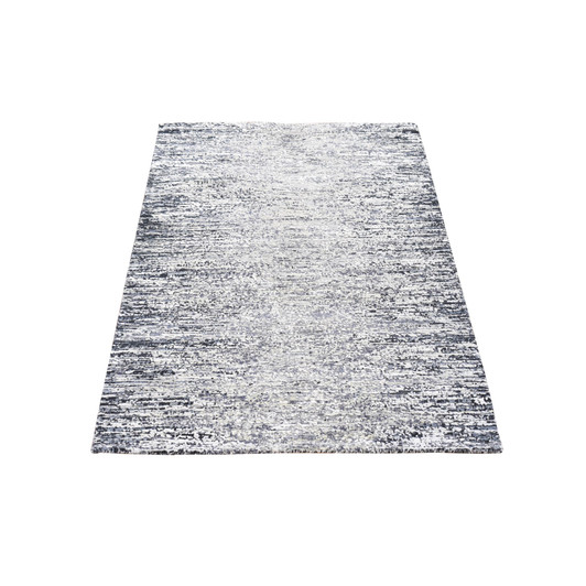 Modern and Contemporary Wool & Silk Hand Knotted Rug Black No Border 3.0X5.0 -O066967