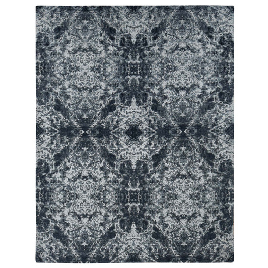 Modern and Contemporary Wool & Silk Hand Knotted Rug Black No Border 9.2X12.0 -O087119
