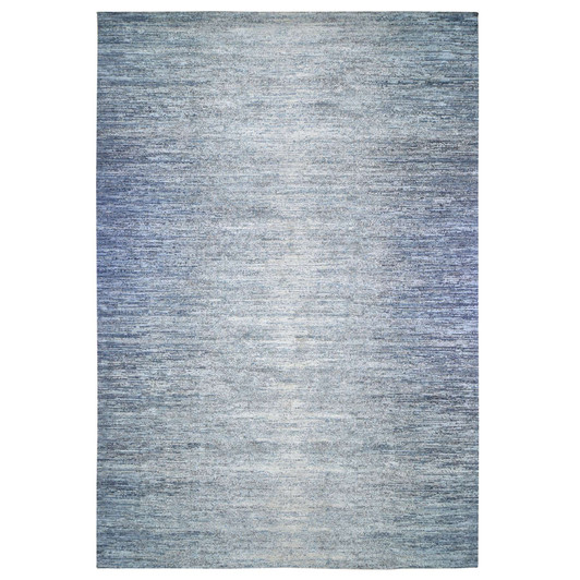 Modern and Contemporary Wool & Silk Hand Knotted Rug Blue No Border 12.0X18.0 -O066974