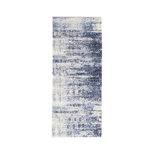 Modern and Contemporary Wool & Silk Hand Knotted Rug Blue No Border 2.5X6.1 -O062263