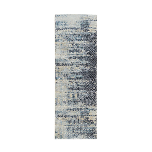 Modern and Contemporary Wool & Silk Hand Knotted Rug Blue No Border 2.6X7.9 -O065450