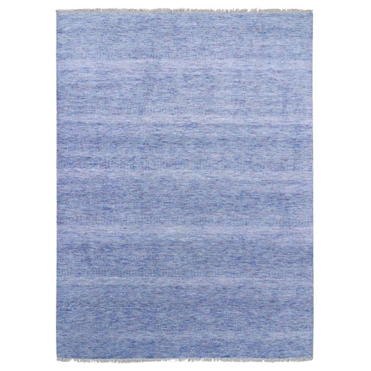 Modern and Contemporary Wool & Silk Hand Knotted Rug Blue No Border 9.1X12.2 -O079090