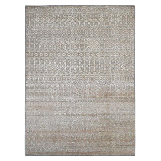 Modern and Contemporary Wool & Silk Hand Knotted Rug Brown No Border 9.0X12.2 -O080449