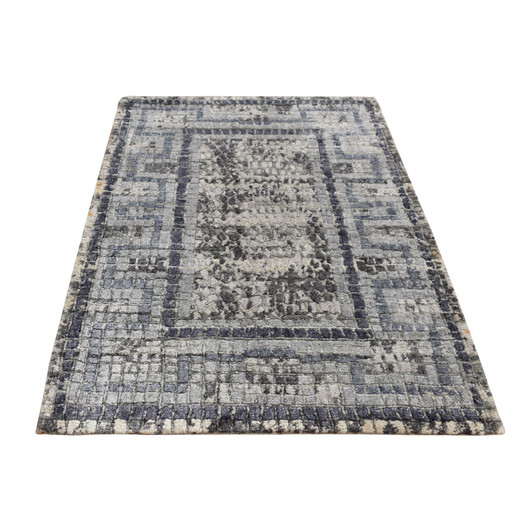 Modern and Contemporary Wool & Silk Hand Knotted Rug Grey Gray 2.3X3.2 -O087805