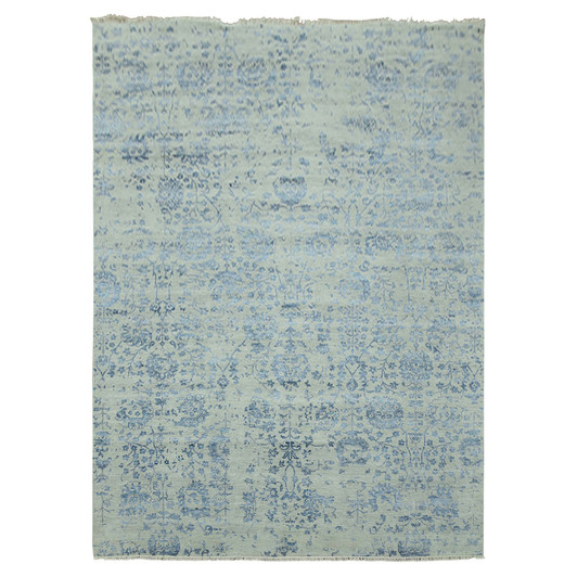 Modern and Contemporary Wool & Silk Hand Knotted Rug Grey No Border 10.0X13.8 -O079291