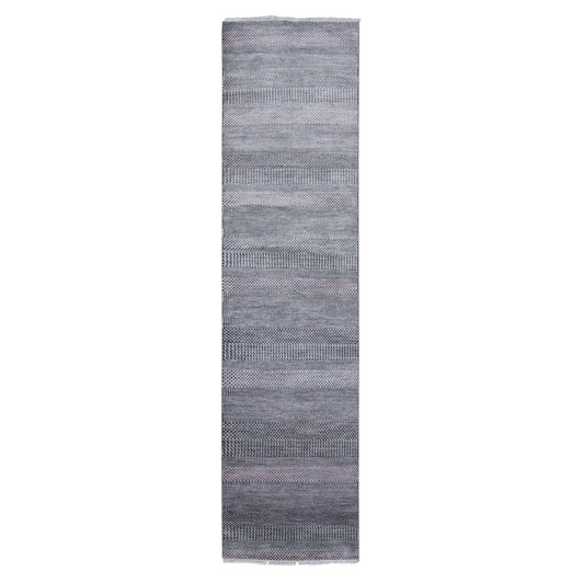 Modern and Contemporary Wool & Silk Hand Knotted Rug Grey No Border 2.8X10.2 -O079140