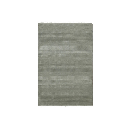 Modern and Contemporary Wool & Silk Hand Knotted Rug Grey No Border 3.0X5.3 -O079353