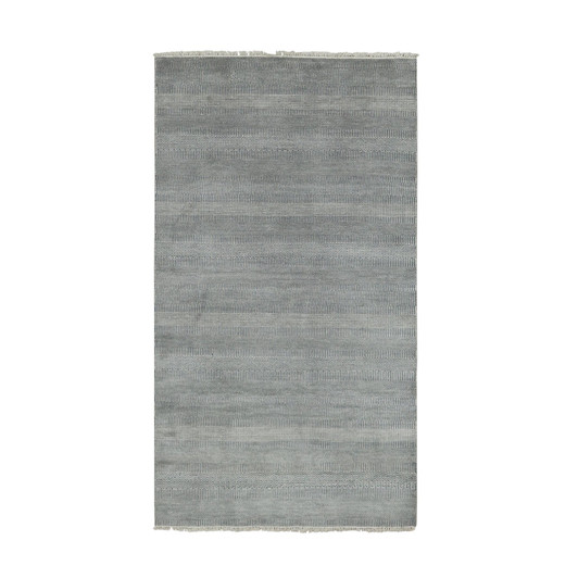 Modern and Contemporary Wool & Silk Hand Knotted Rug Grey No Border 3.10X7.0 -O079337