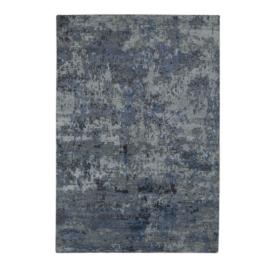 Modern and Contemporary Wool & Silk Hand Knotted Rug Grey No Border 6.0X8.10 -O080980