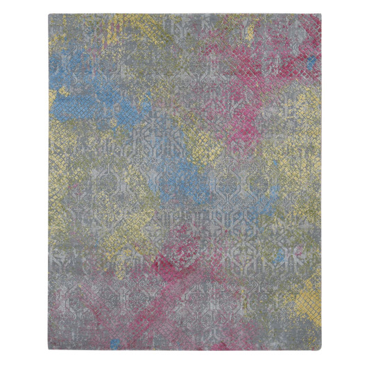 Modern and Contemporary Wool & Silk Hand Knotted Rug Grey No Border 8.0X10.0 -O080845