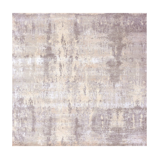 Modern and Contemporary Wool & Silk Hand Knotted Rug Grey No Border 8.1X8.2 -O075343