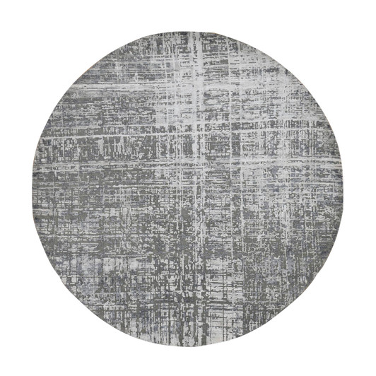Modern and Contemporary Wool & Silk Hand Knotted Rug Grey No Border 8.2X8.2 -O087361