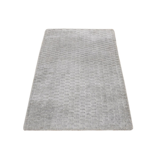 Modern and Contemporary Wool & Silk Hand Loomed Rug Grey No Border 2.0X3.0 -O087839
