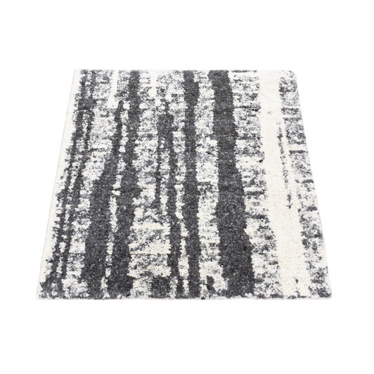 Modern and Contemporary Wool Hand Knotted Rug Black No Border 3.0X3.0 -O080754