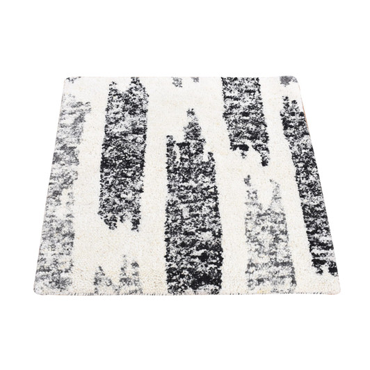 Modern and Contemporary Wool Hand Knotted Rug Black No Border 3.0X3.0 -O080756