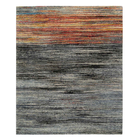 Modern and Contemporary Wool Hand Knotted Rug Black No Border 8.4X9.10 -O064866
