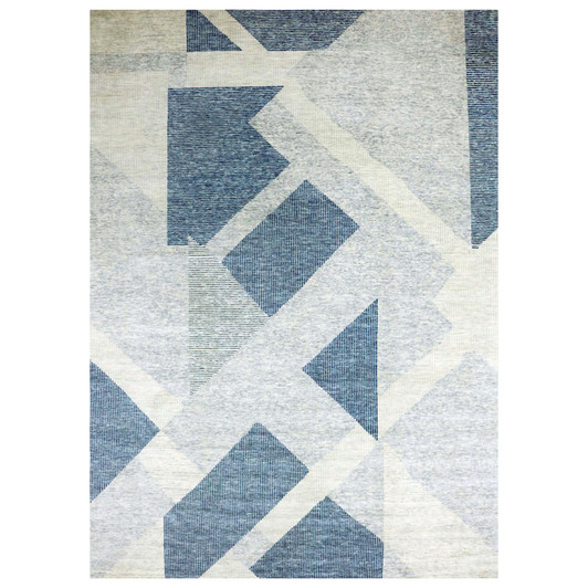 Modern and Contemporary Wool Hand Knotted Rug Blue No Border 12.1X18.4 -O079420