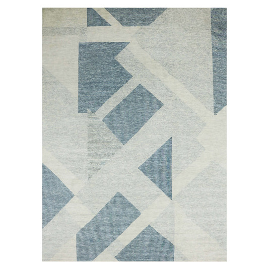 Modern and Contemporary Wool Hand Knotted Rug Blue No Border 9.2X12.0 -O079421