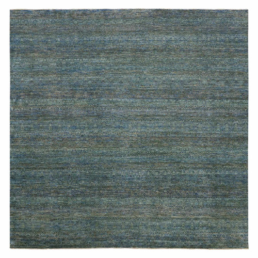 Modern and Contemporary Wool Hand Knotted Rug Green No Border 10.1X10.1 -O079998