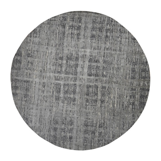 Modern and Contemporary Wool Hand Knotted Rug Grey No Border 11.10X11.10 -O078035