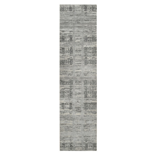 Modern and Contemporary Wool Hand Knotted Rug Grey No Border 2.6X10.0 -O065166