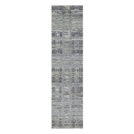 Modern and Contemporary Wool Hand Knotted Rug Grey No Border 2.6X10.0 -O090843