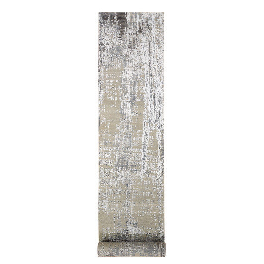 Modern and Contemporary Wool Hand Knotted Rug Grey No Border 2.6X12.0 -O066503