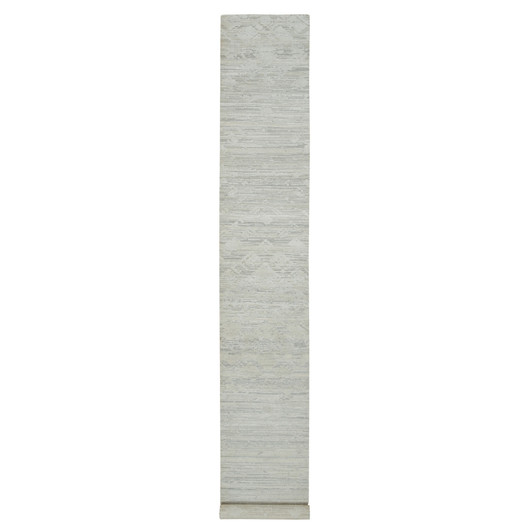 Modern and Contemporary Wool Hand Knotted Rug Grey No Border 2.6X18.2 -O065158