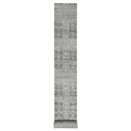 Modern and Contemporary Wool Hand Knotted Rug Grey No Border 2.6X25.9 -O065157