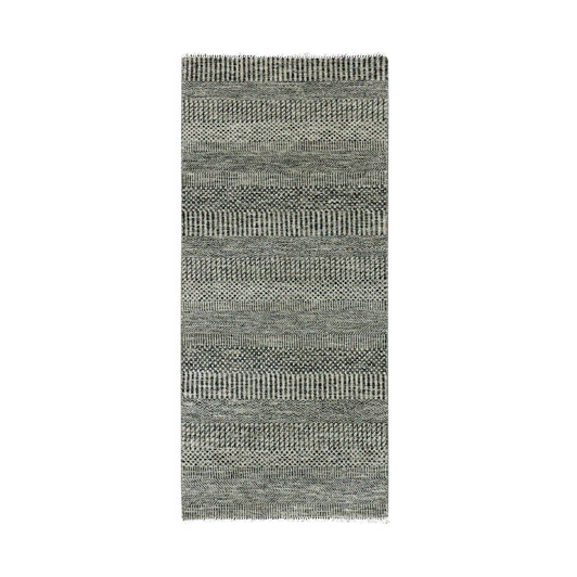 Modern and Contemporary Wool Hand Knotted Rug Grey No Border 2.6X5.10 -O079708